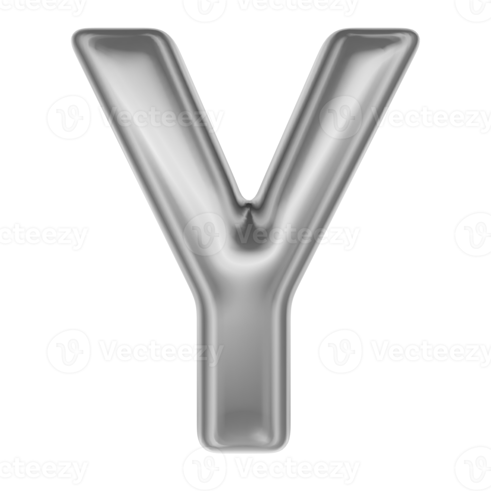 Font Y Silver 3D Render png