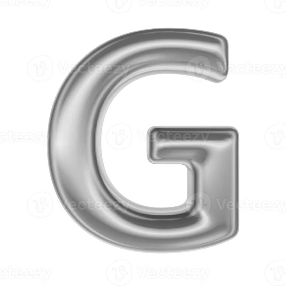 Font G Silver 3D Render png