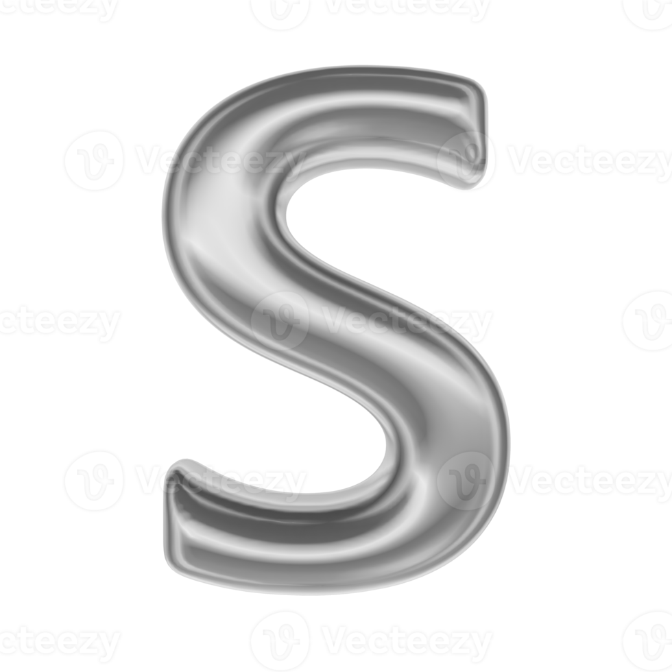 Font S Silver 3D Render png