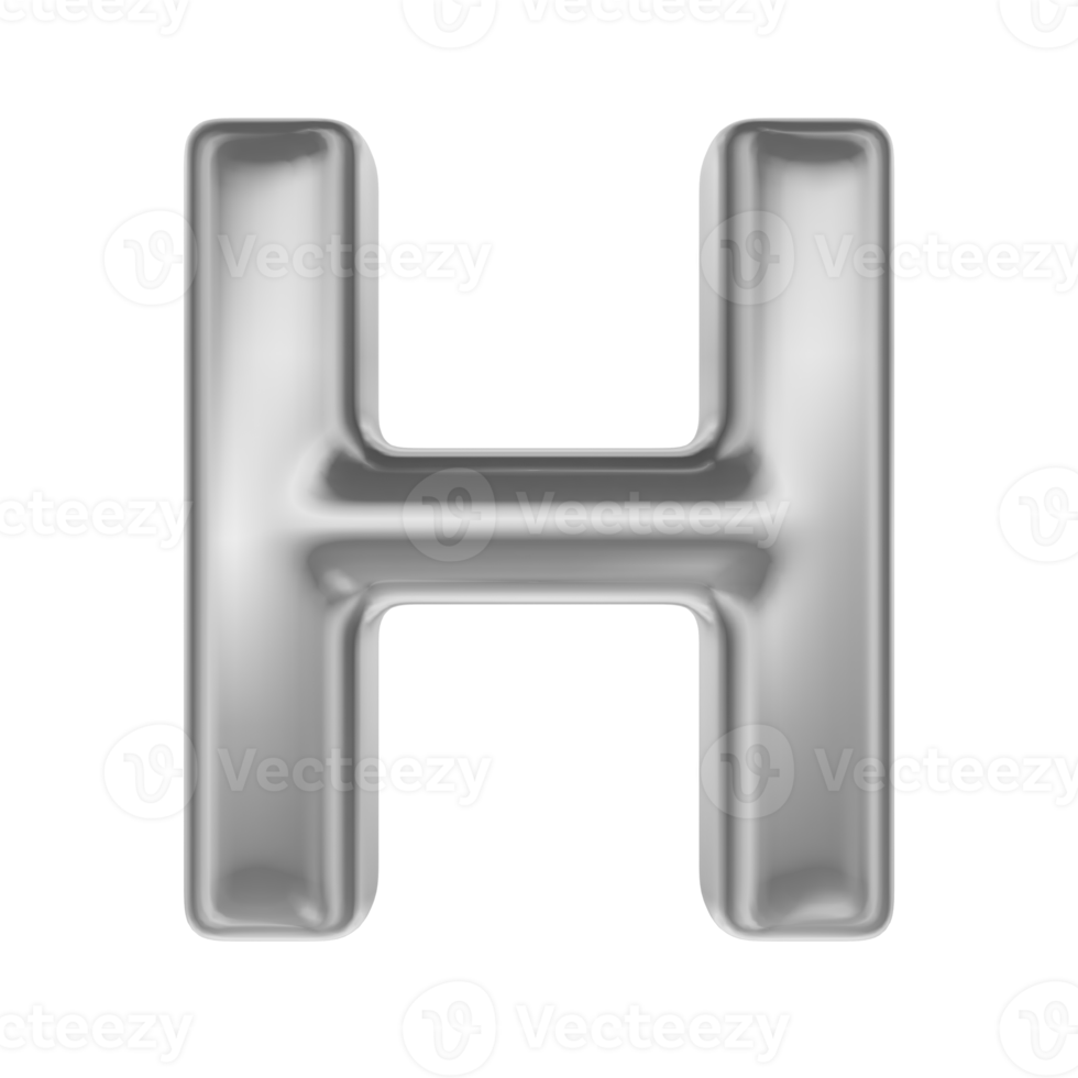 Font H Silver 3D Render png