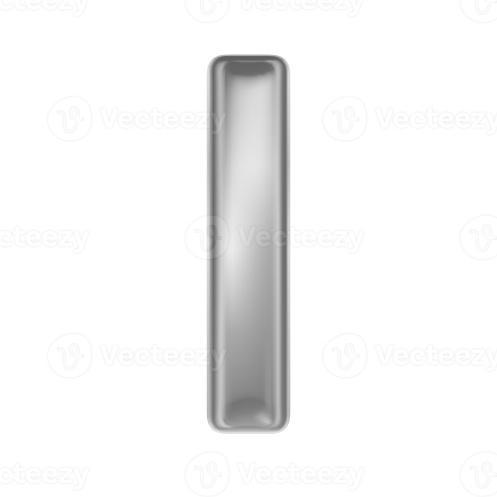 Font I Silver 3D Render png