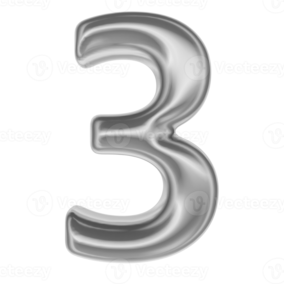Number Silver 3D Render 3 png