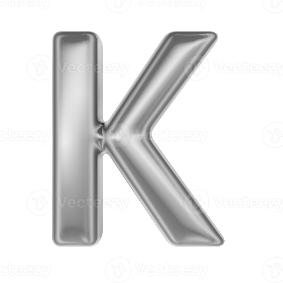 Font K Silver 3D Render png