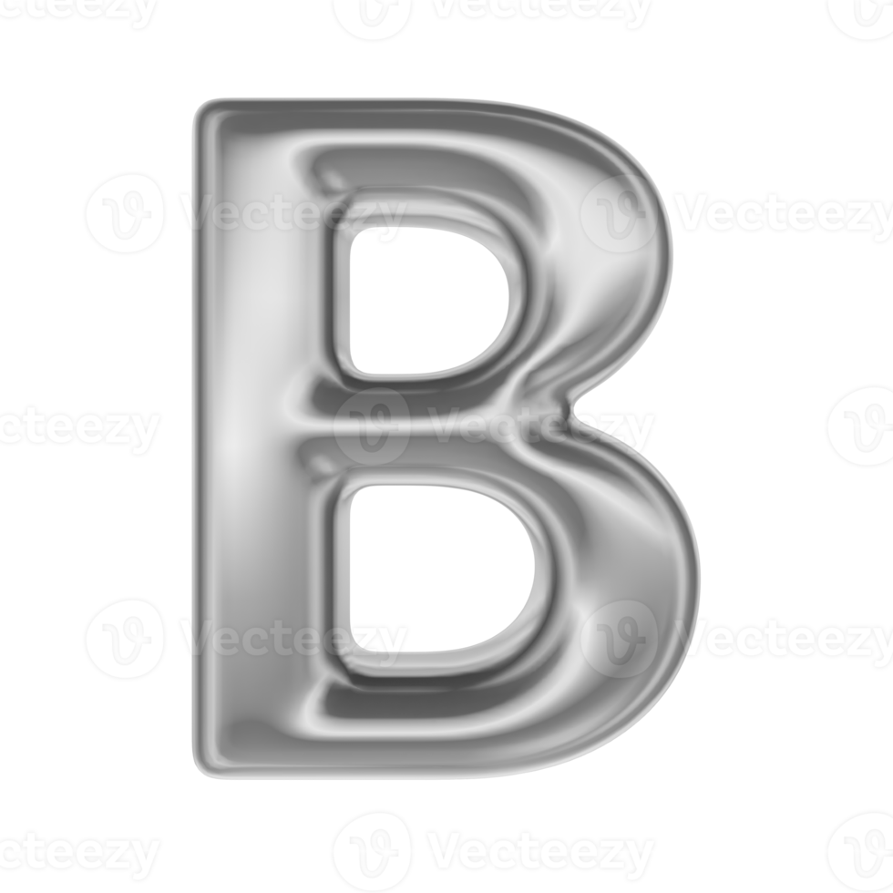 Font B Silver 3D Render png