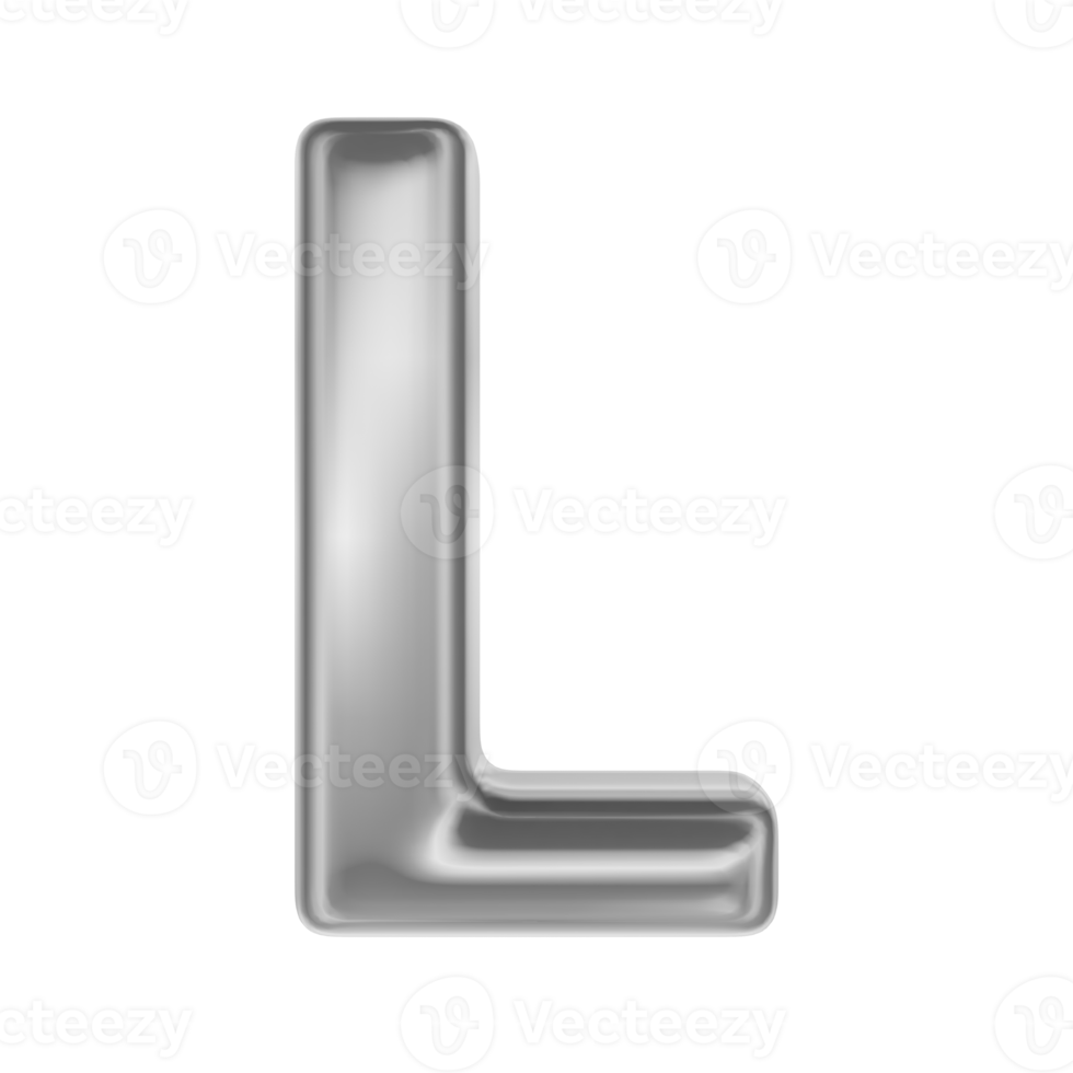 Font L Silver 3D Render png