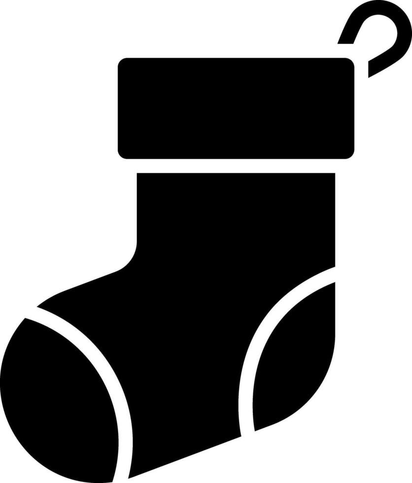 Christmas Stocking Solid Icon - Festive Holiday Decoration vector