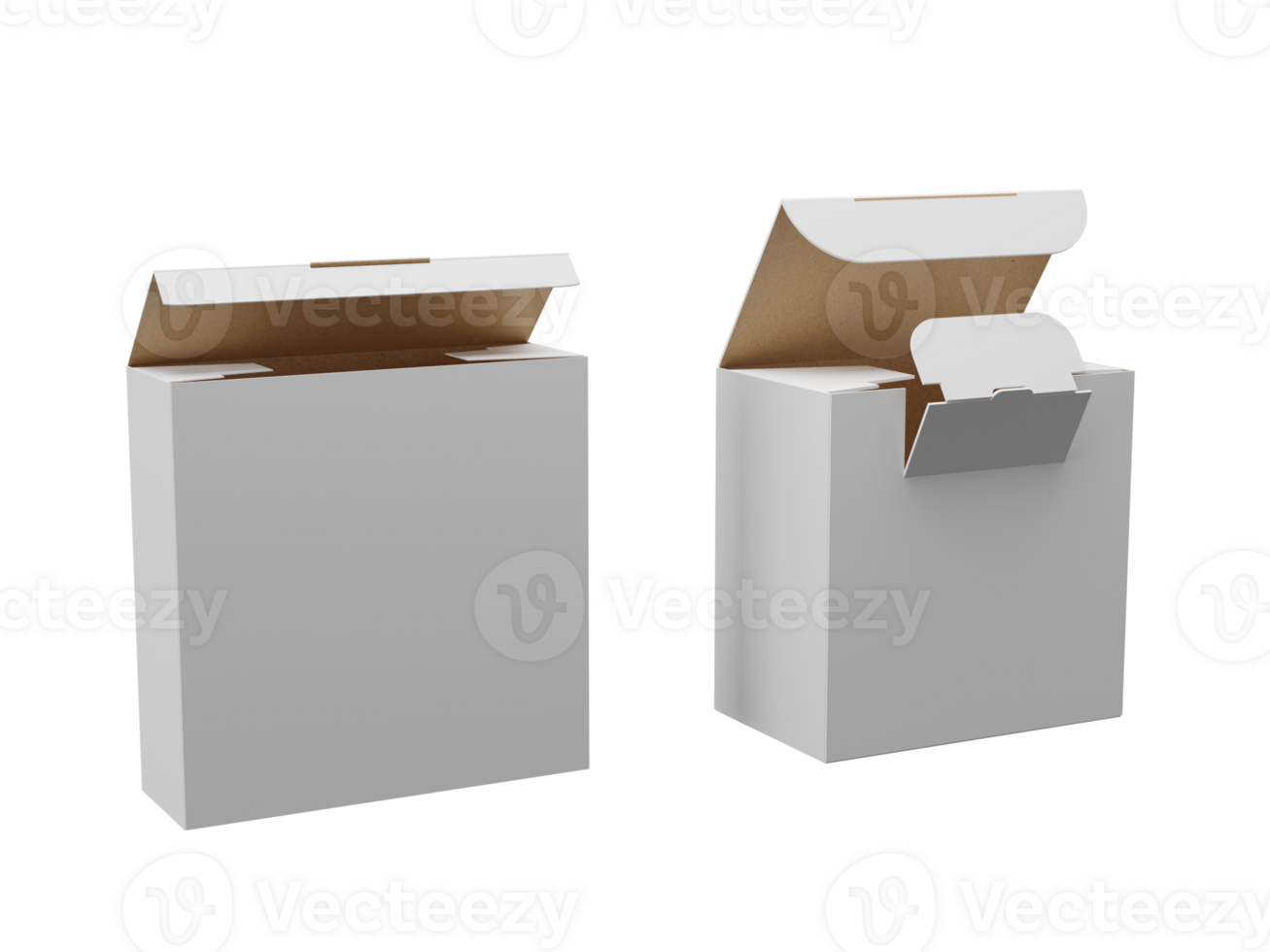 3d white cardboard box with minimalist design, clean open packaging for mockup png