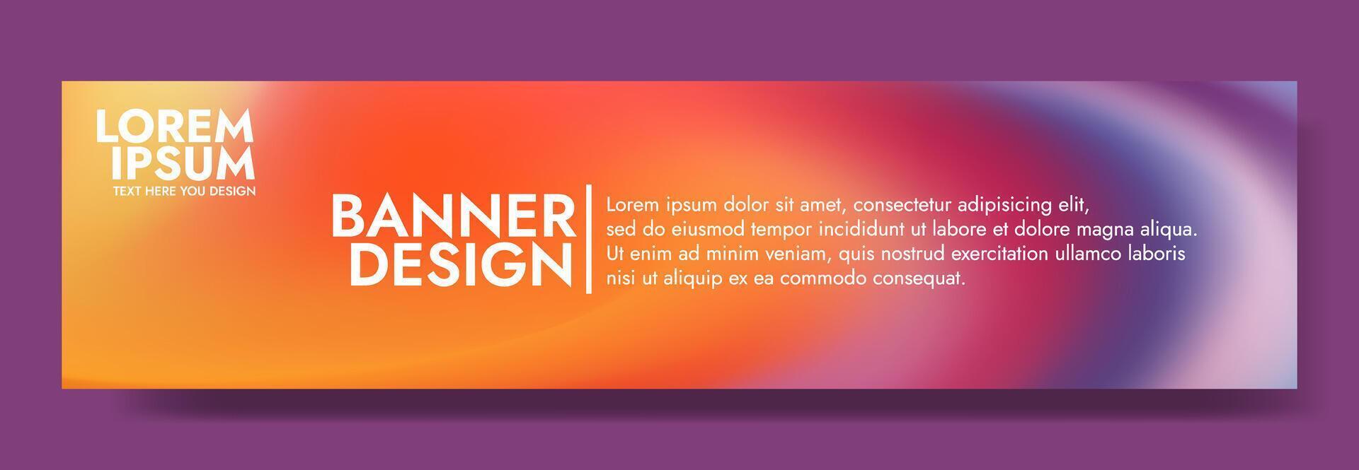 A horizontal features a vibrant gradient background transitioning from orange to purple. vector