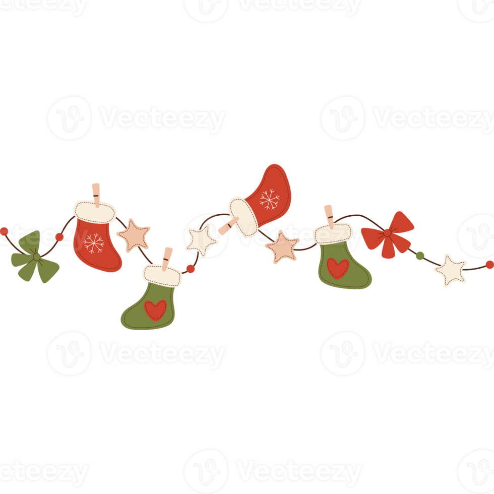 Vintage Christmas Retro Handmade decoration garland png
