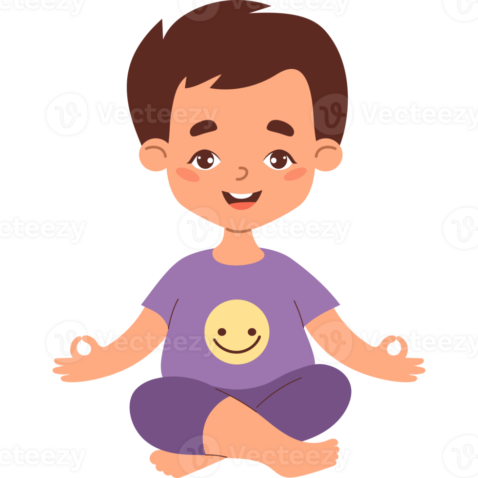 Boy meditating sitting in lotus pose png