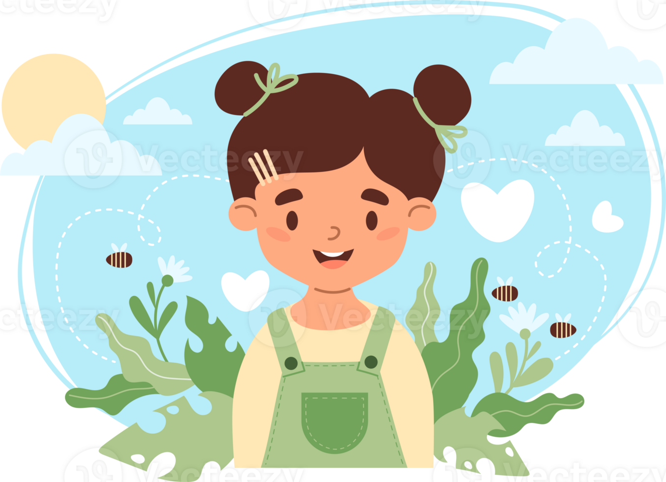 Cute girl, beneficial effects of environment on mental health of child png