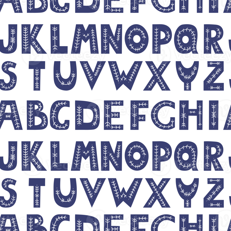 Seamless pattern alphabet. Decorative letters png
