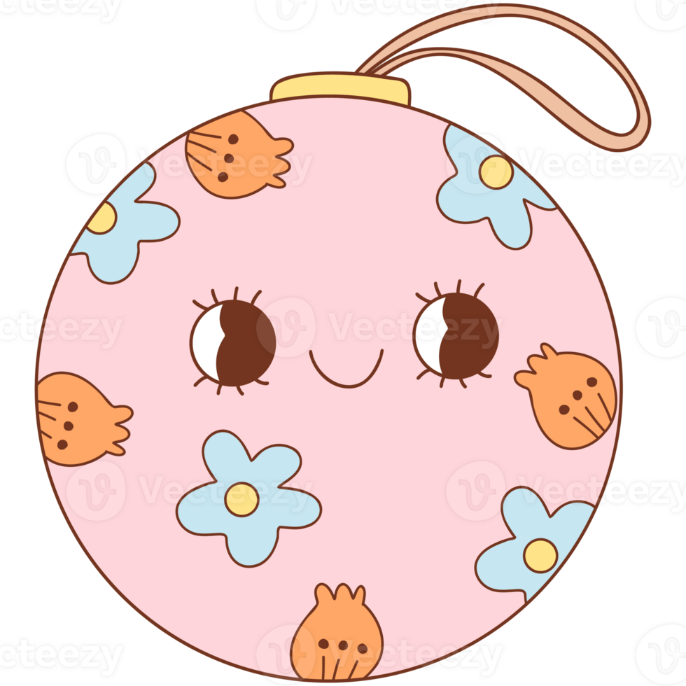 Christmas tree pink ball decoration png