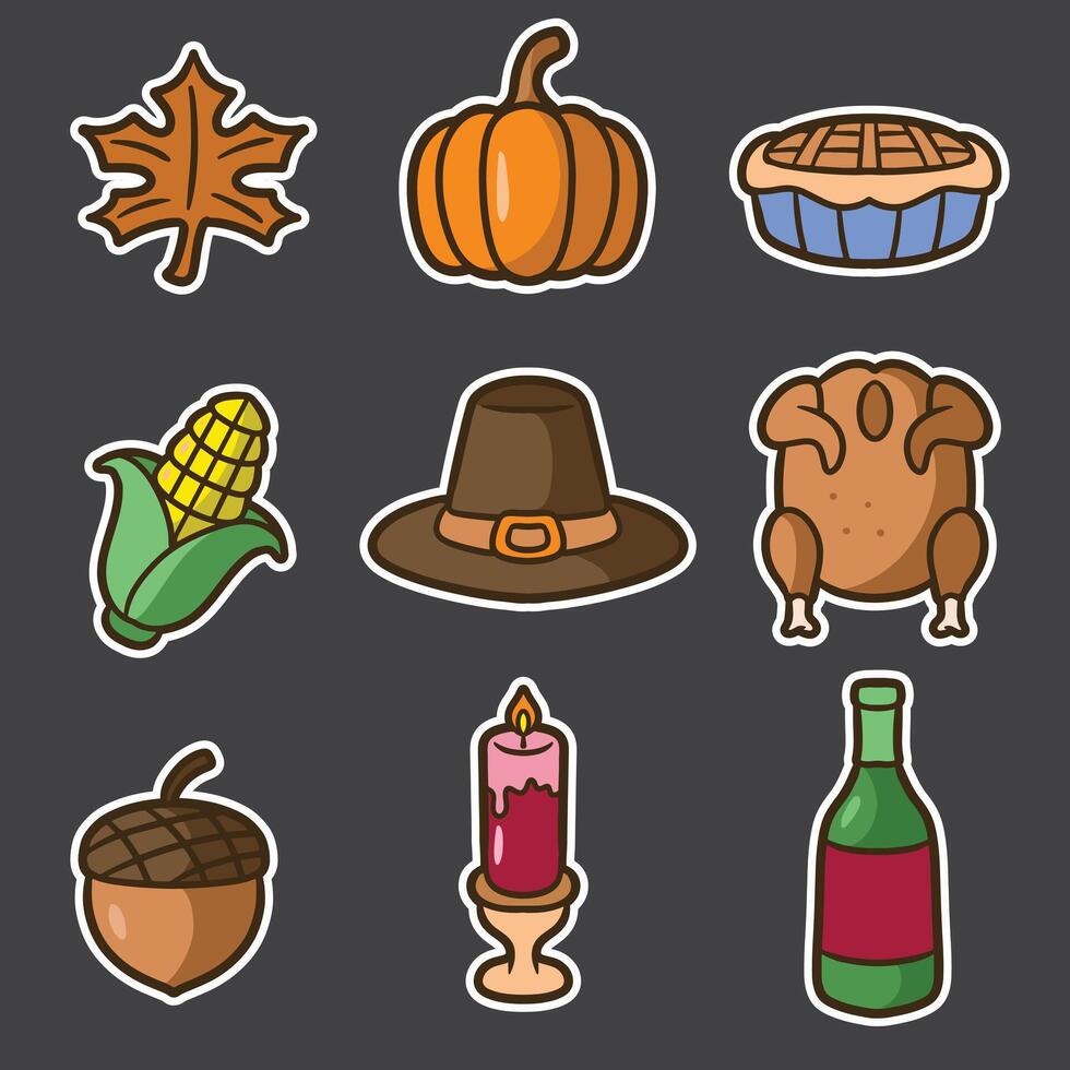 set of thanksgiving good for sticker, pattern design, element design, clipart, etc vector