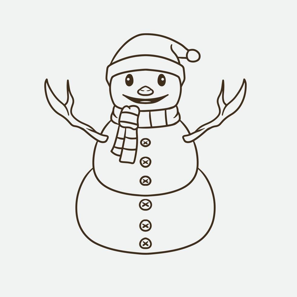 snowman mascot good for coloring book, doodles, element design, etc vector
