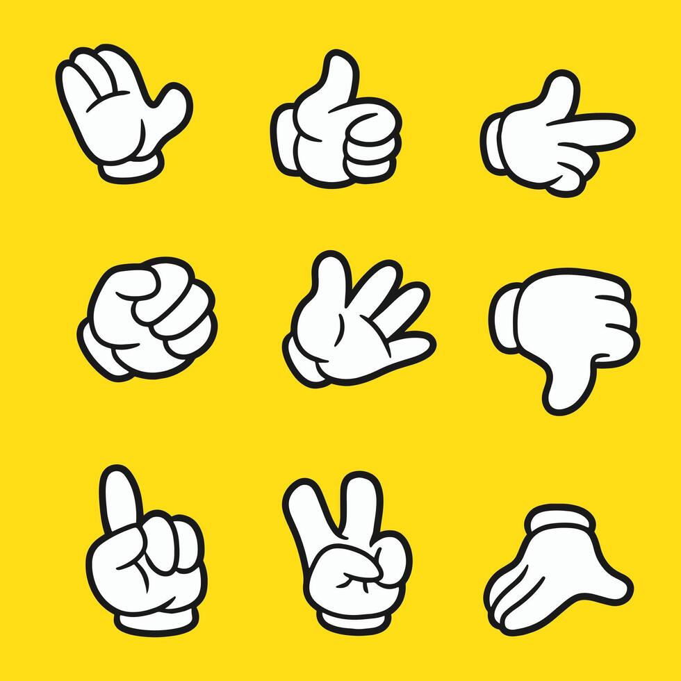 set of hand for mascot character, groovy style, mascot retro vector