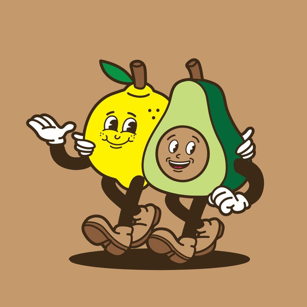 mascot fruit lemon and avocado good for sticker, badge, poster, element design, etc vector