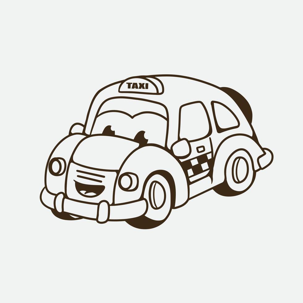 taxi mascot good for coloring book, kids education, clip art design, etc vector