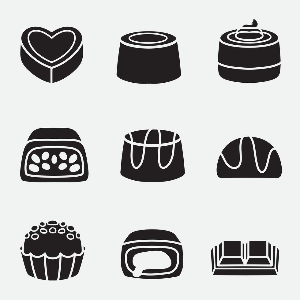 set of chocolate good for icons, silhouette design, element design, etc vector