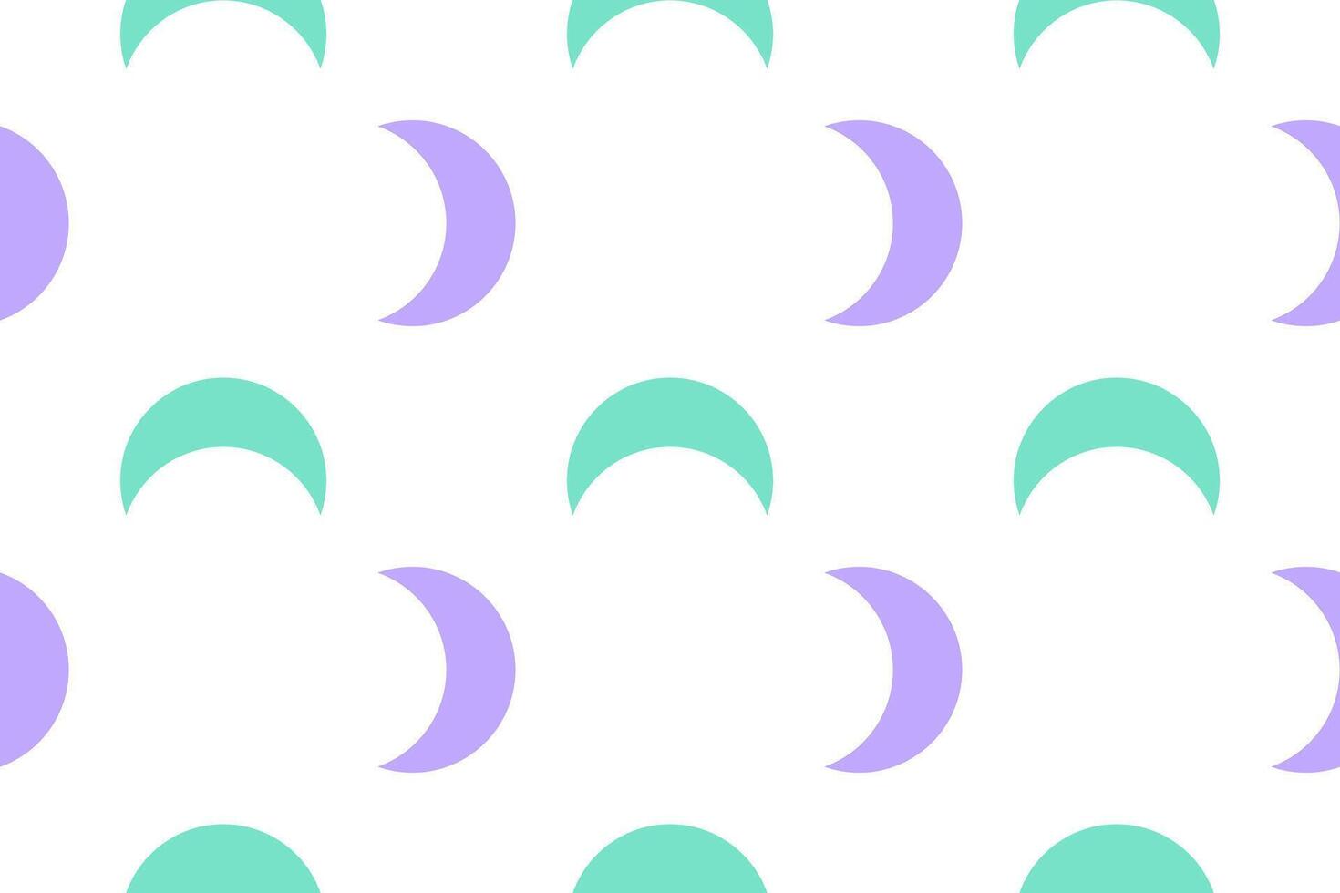 Seamless pattern featuring alternating pastel green and purple crescent moons on a white background. vector