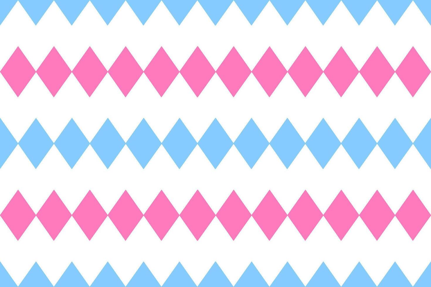Colorful seamless geometric pattern featuring alternating pink and blue diamonds in horizontal rows on a white background. Perfect for modern, playful designs and creative projects. vector