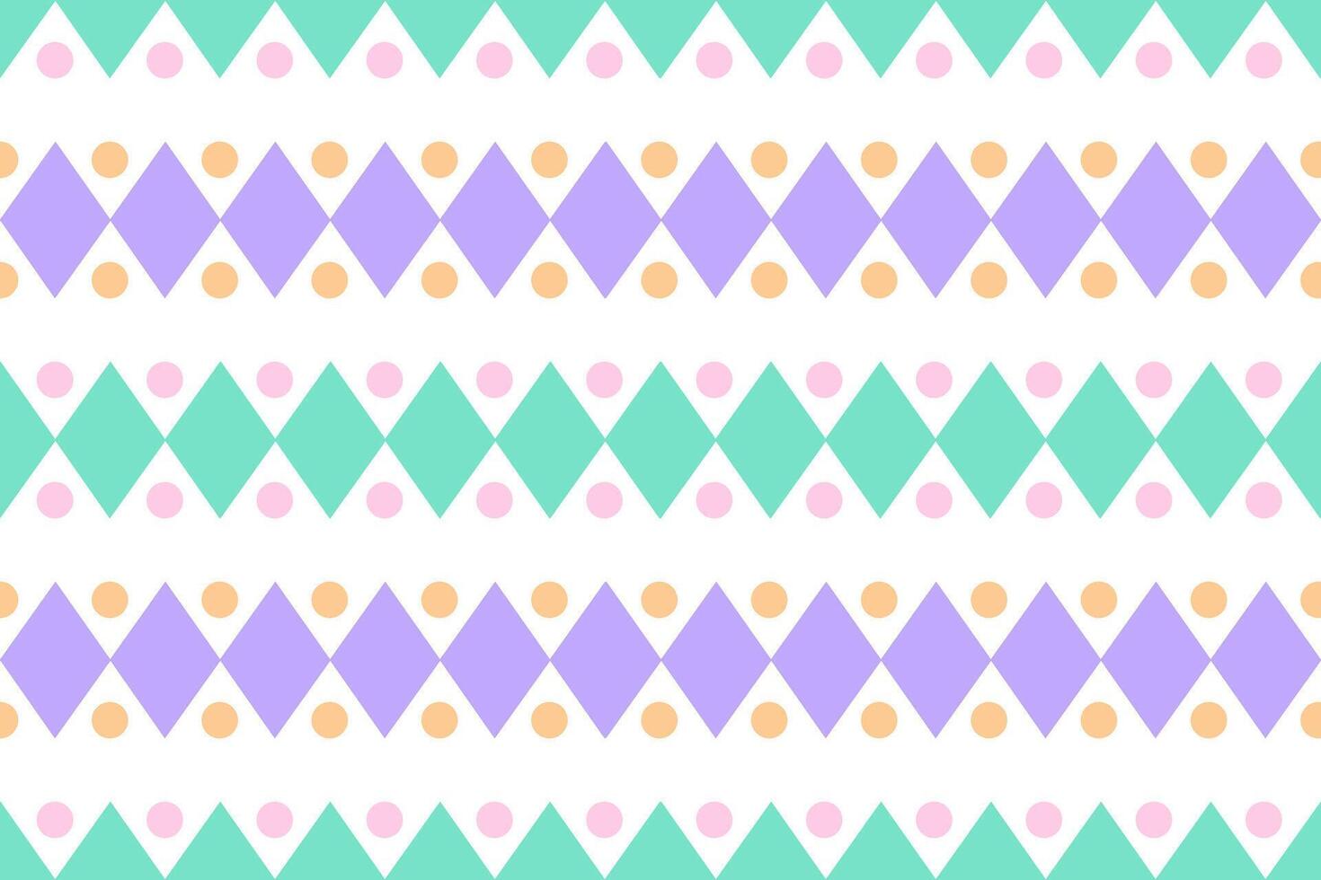 Seamless geometric pattern featuring pastel diamonds and circles in rows on a white background, perfect for design. vector