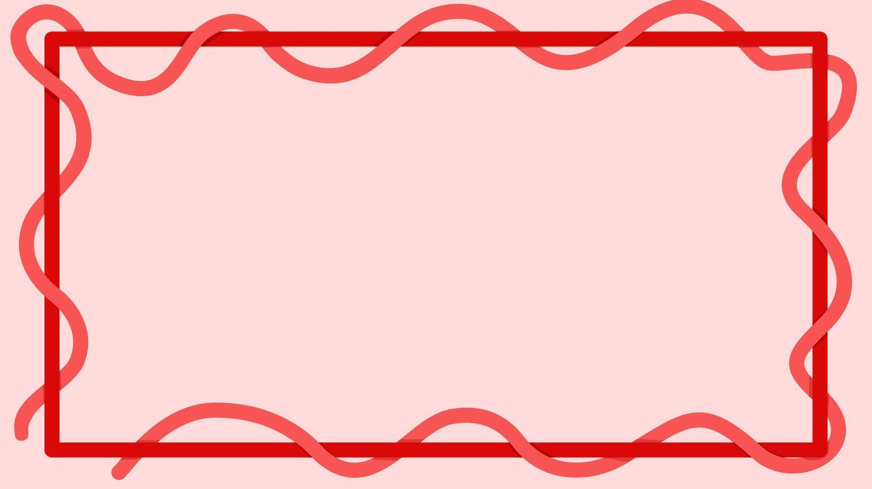 background with red frame lines with pink background and curved lines on the frame vector
