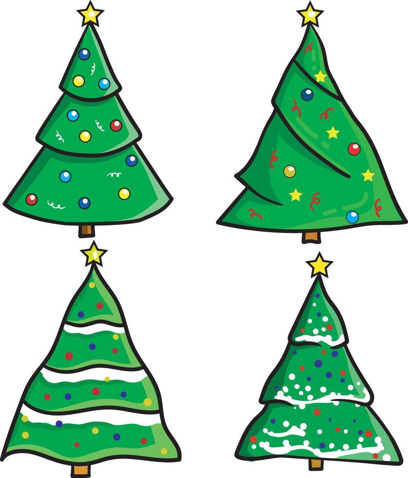 Set Christmas Trees Template vector