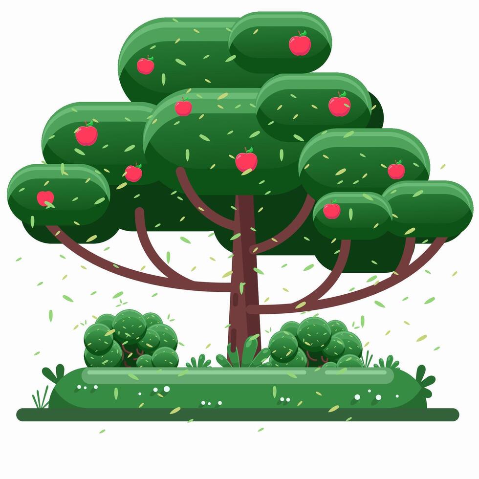 Flat illustration Flat apple Tree Icon High-Quality Nature for Versatile Use vector