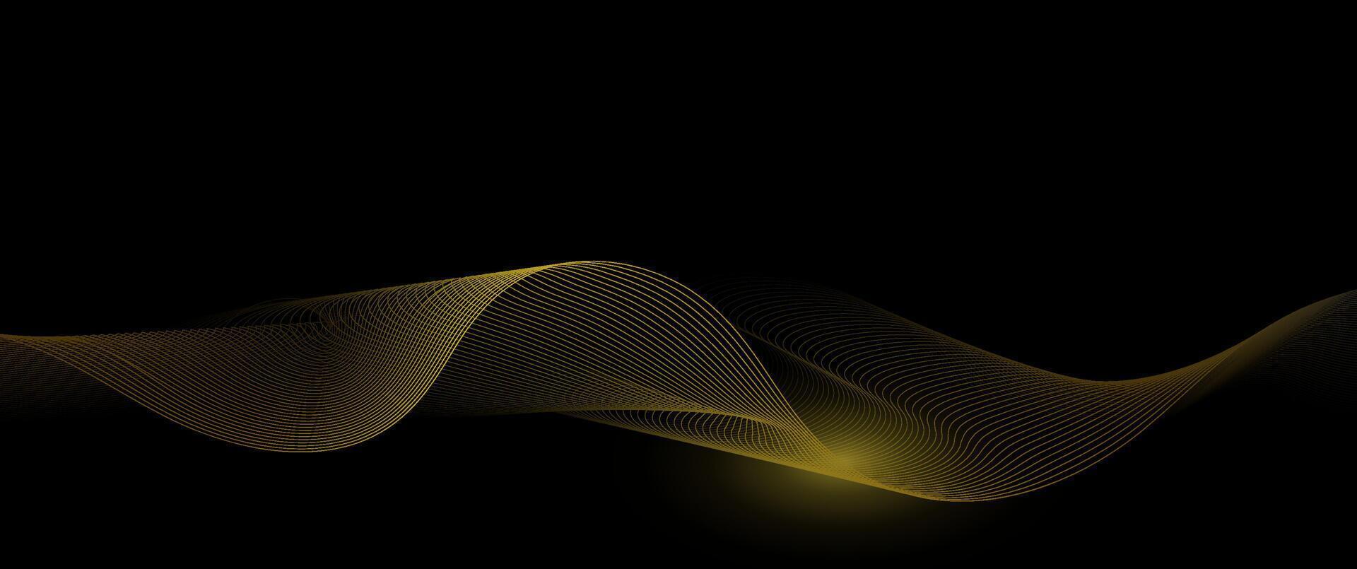 Abstract motion of curve lines, light shiny, glow effect. Bright gold wave, wavy line pattern. vector