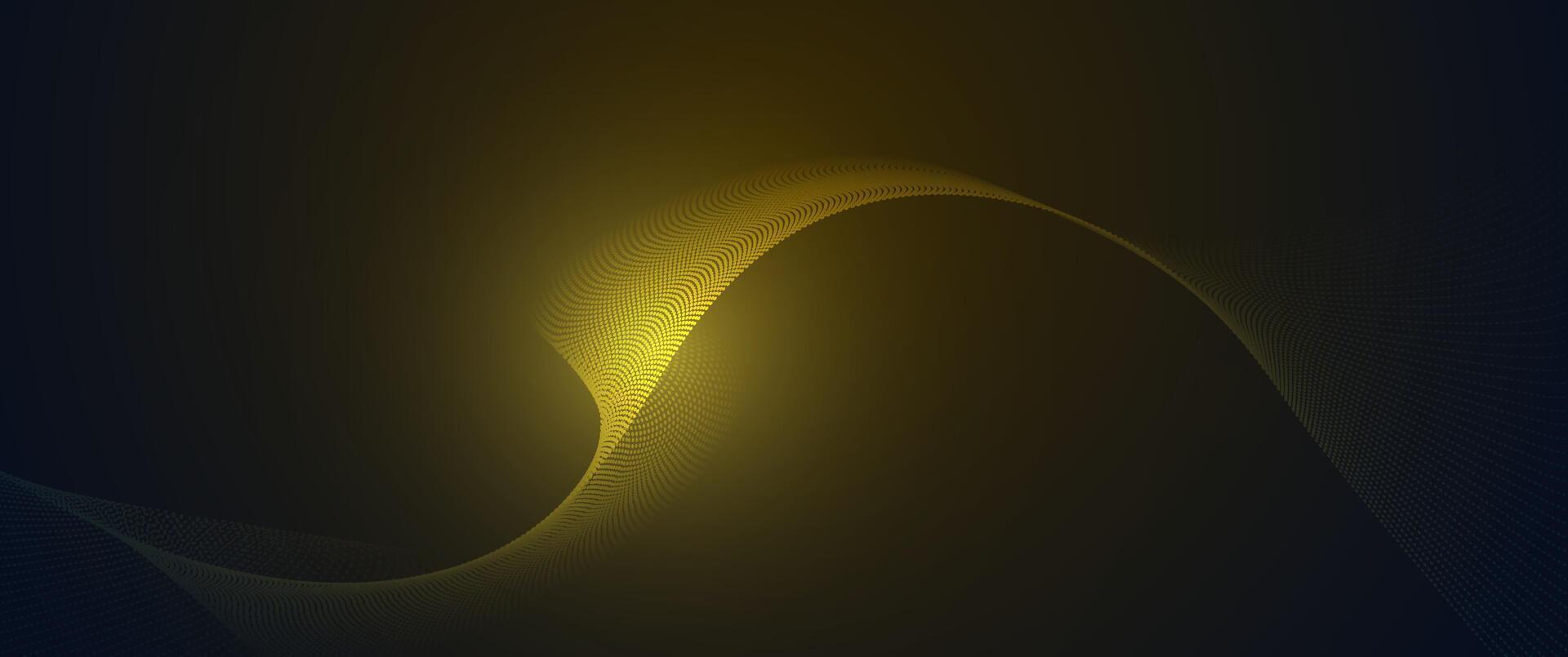 Bright gold wave, wavy line pattern. Abstract motion of curve lines, light shiny, glow effect design vector