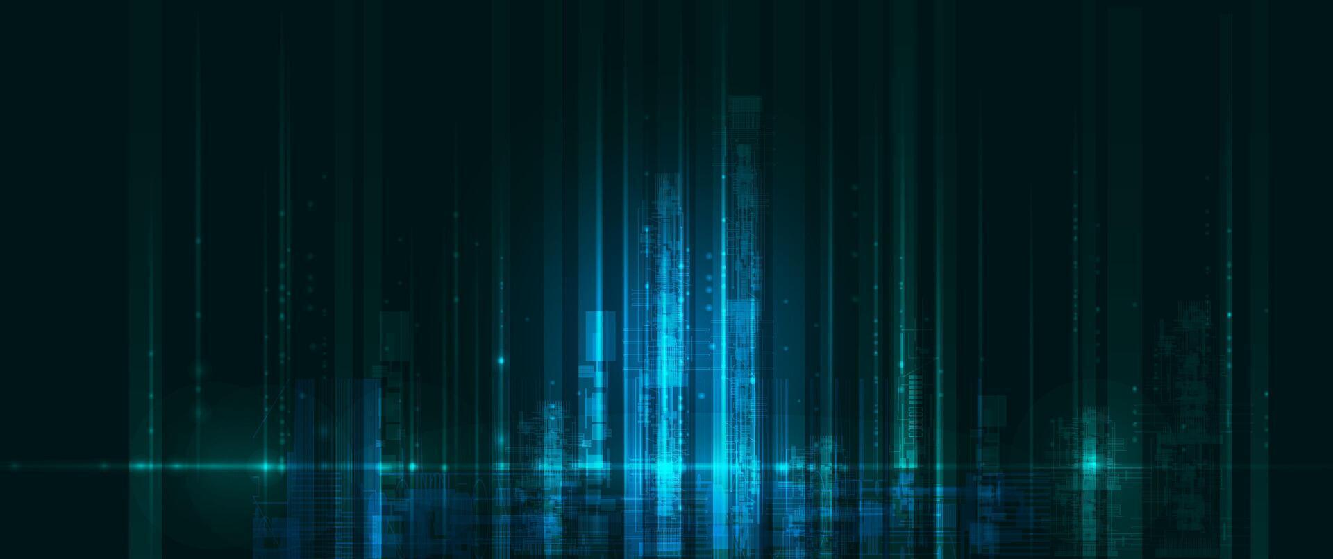 Cityscape with cyber space, futuristic technology background vector