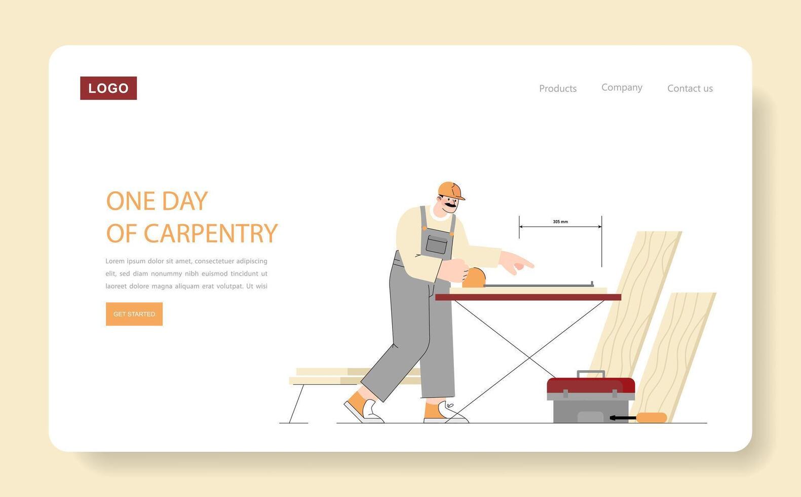 one day of carpentry. Flat Illustration vector