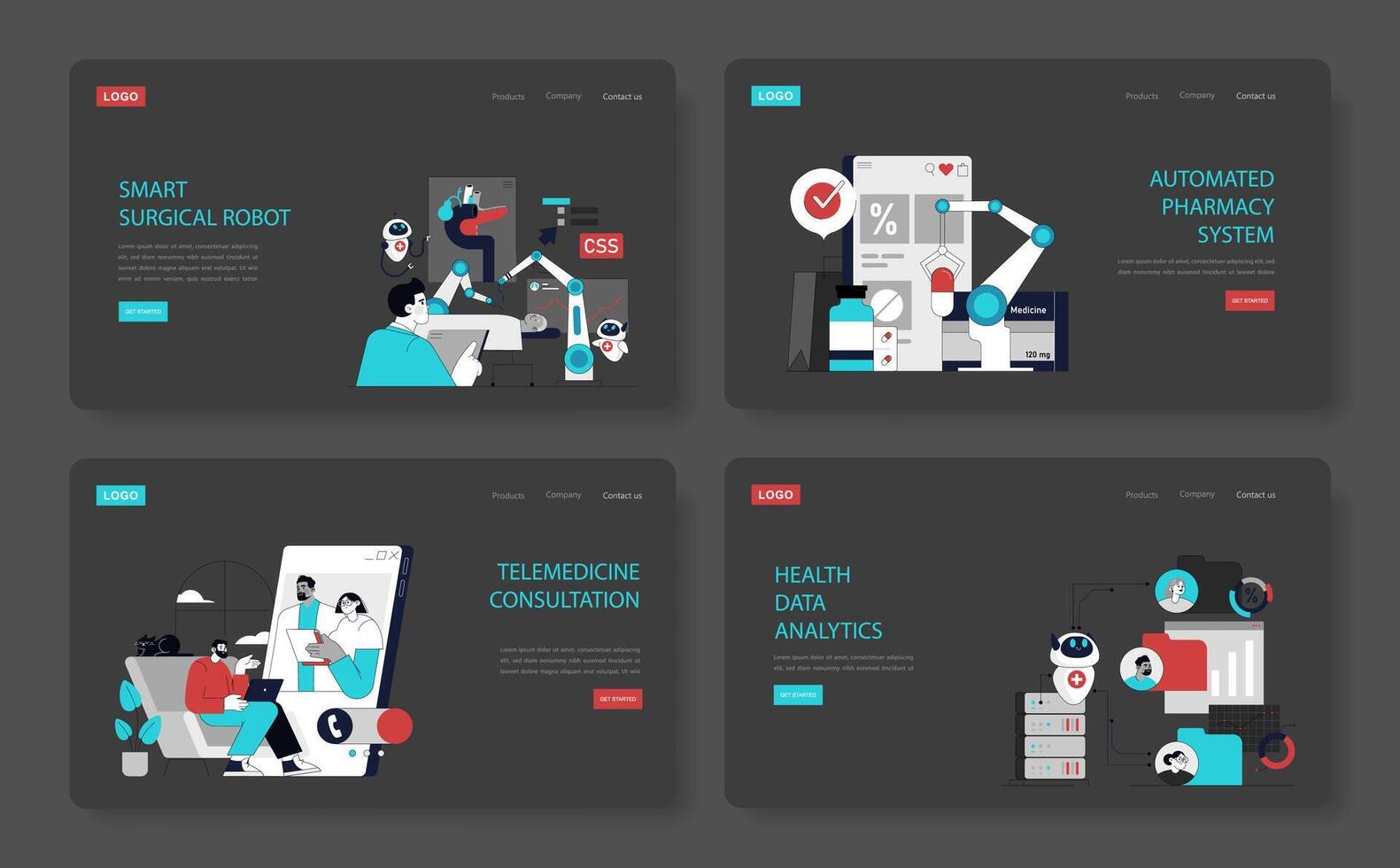 Automation In Healthcare. Flat Illustration vector