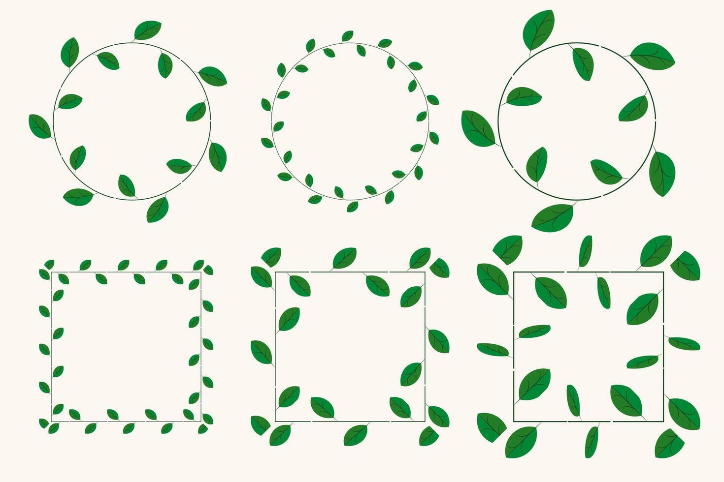 set of green leaves frames for logo or design vector