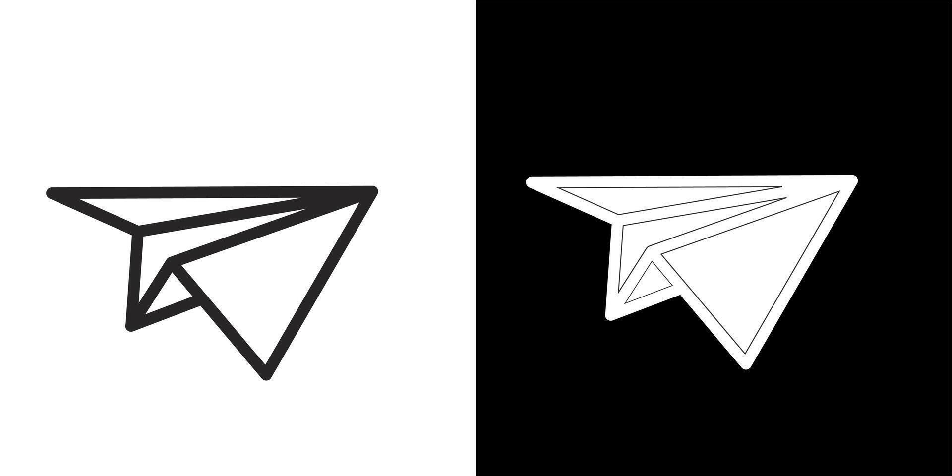 a black and white icon of a paper airplane vector