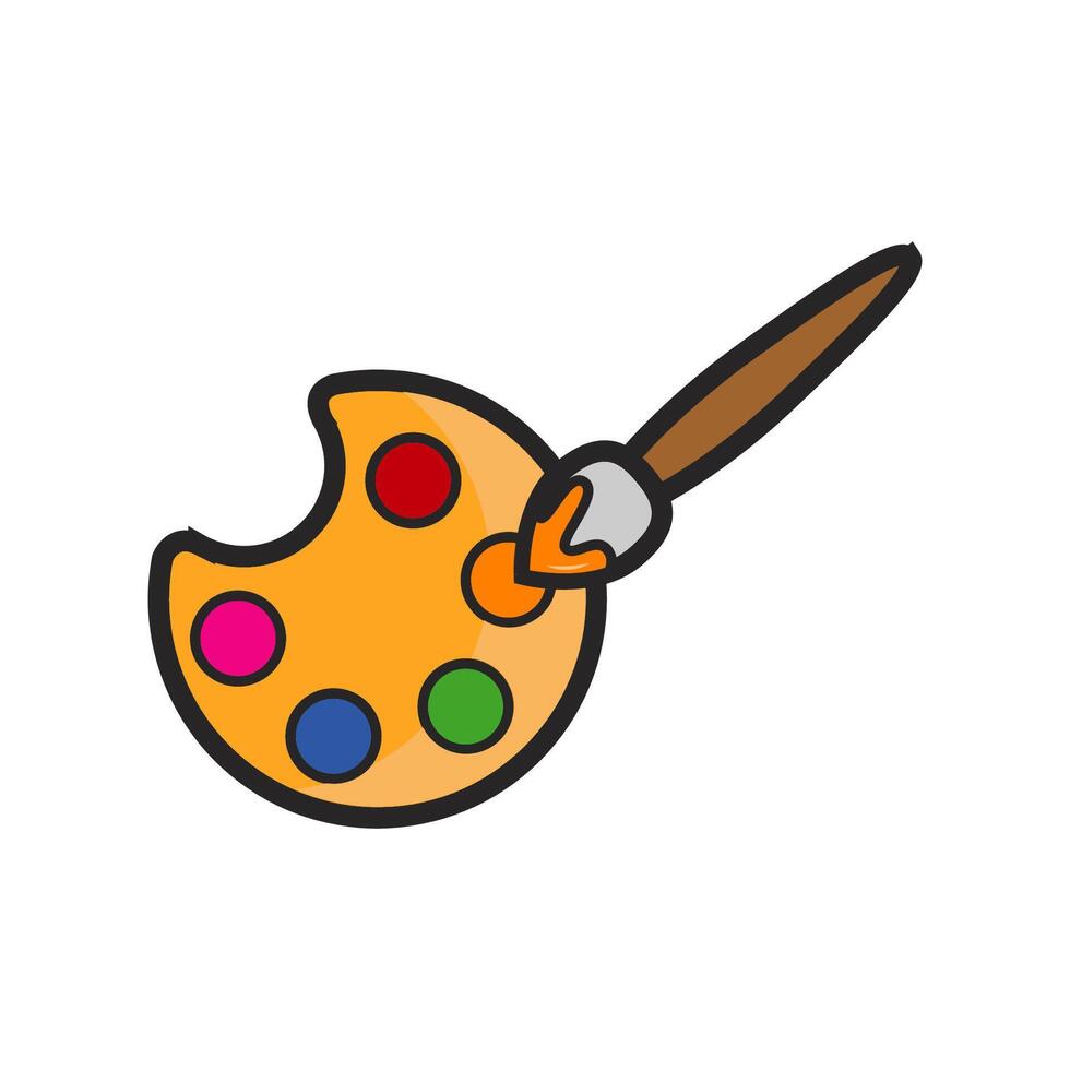 paint brush and palette icon illustration design on white background vector