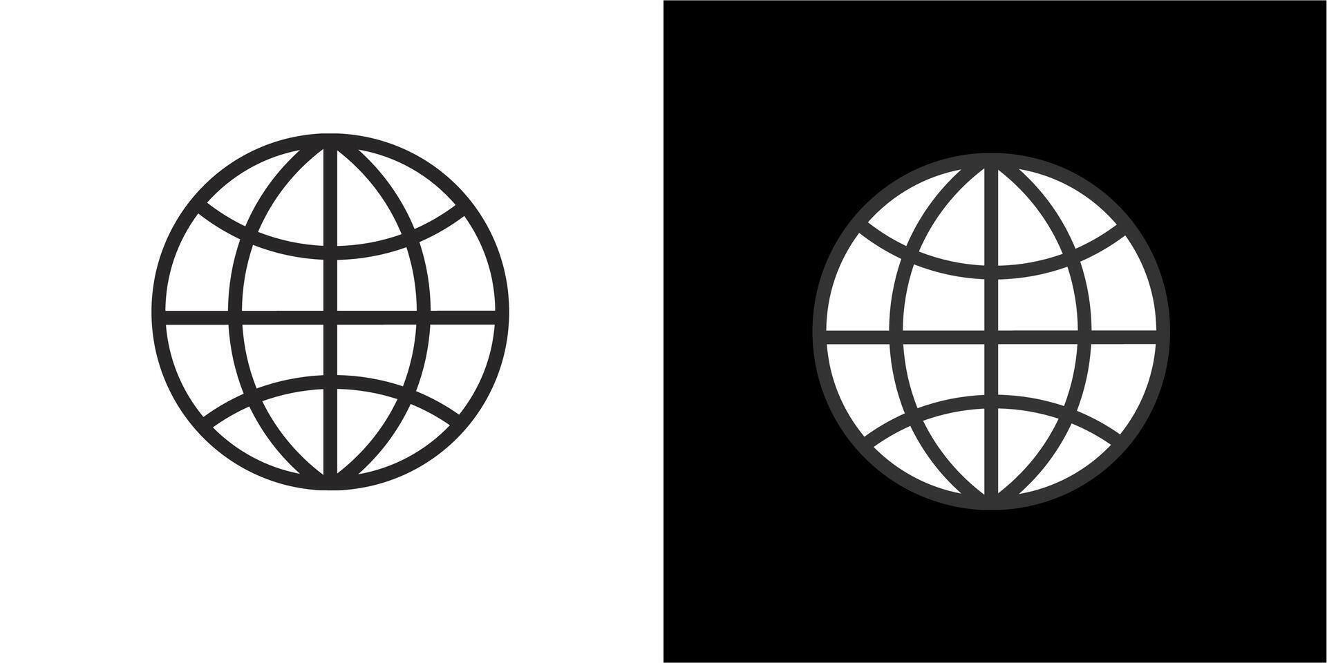 black and white icon of a globe for business vector