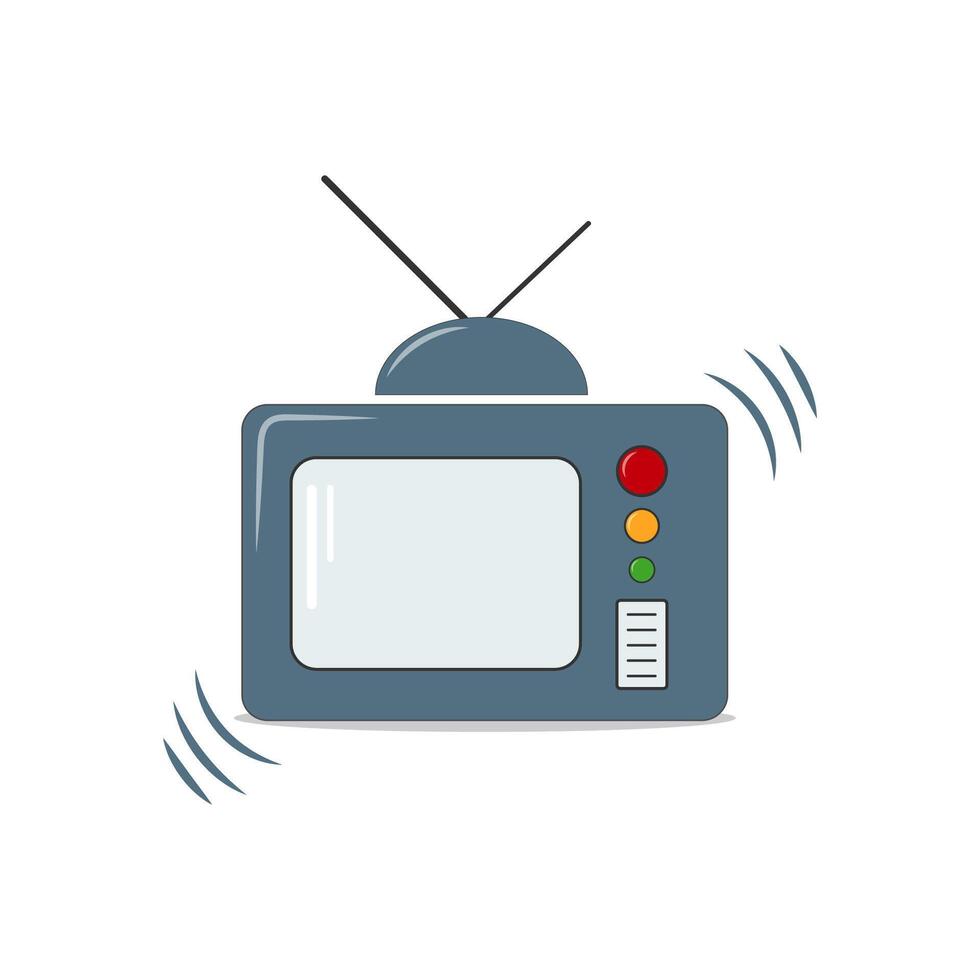 old television icon with a remote control and a signal on white background vector