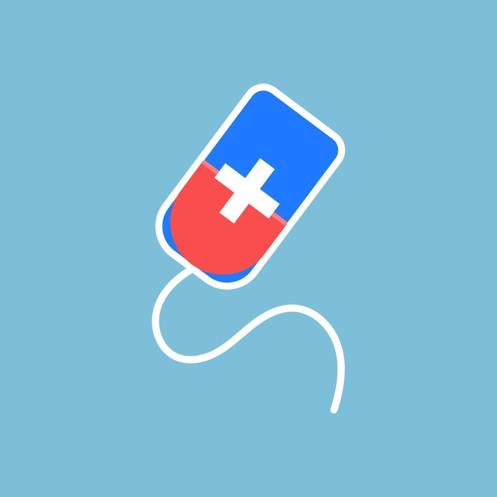 medical droplet icon with a cross on it,on blue background vector