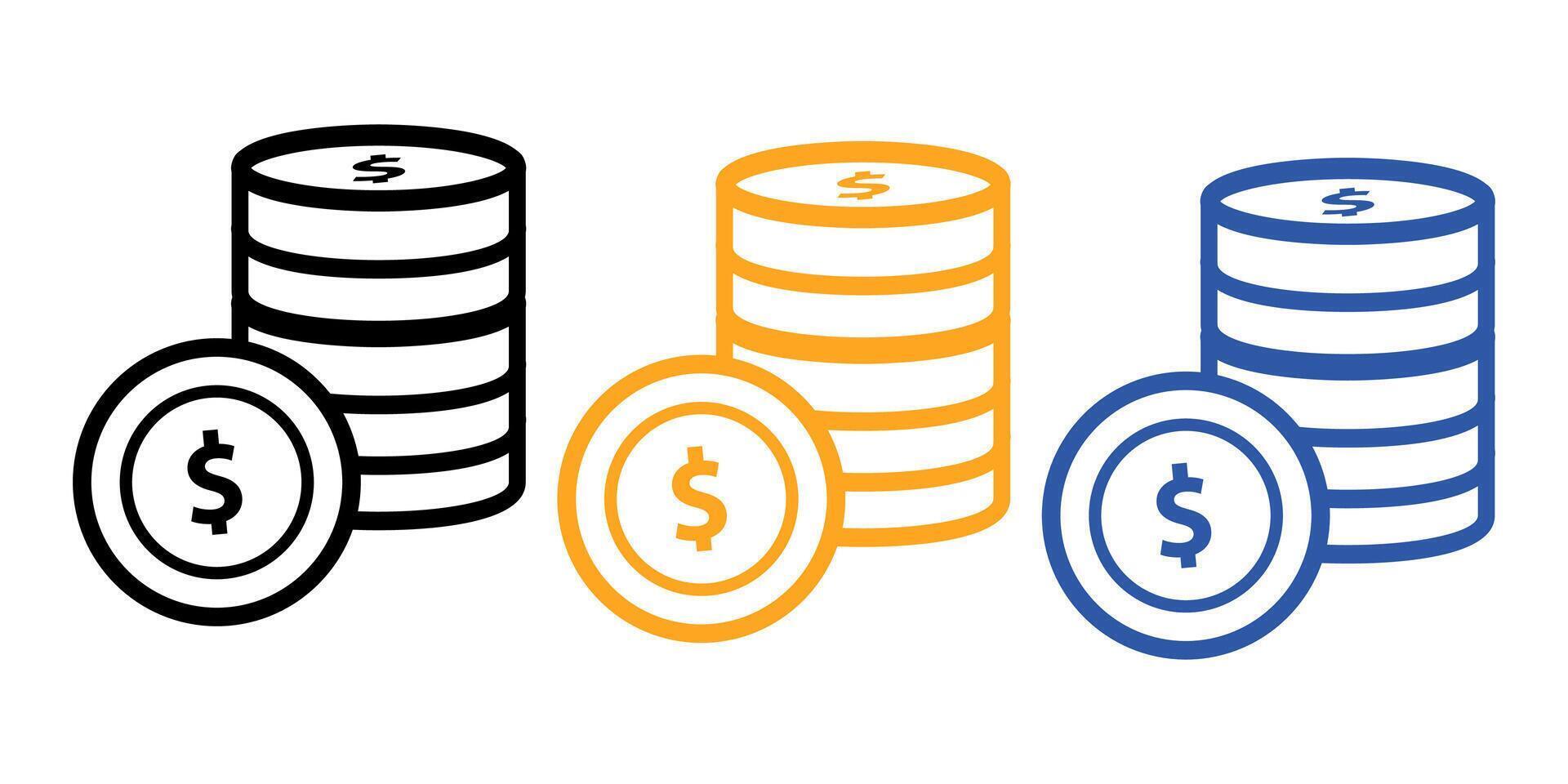 money stack icon on blue black and yellow color illustration vector