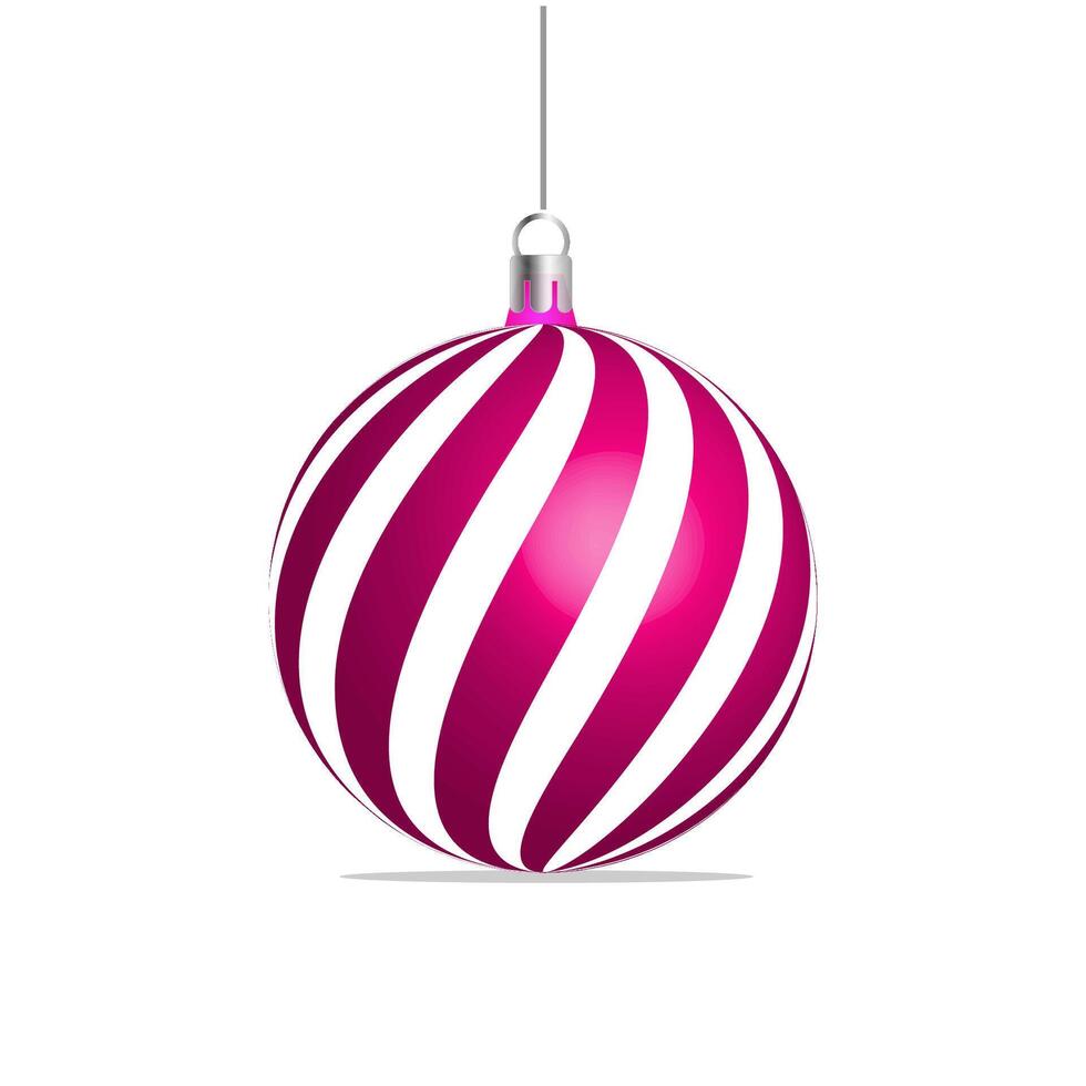 Christmas ball with pink color and white stripes inside vector