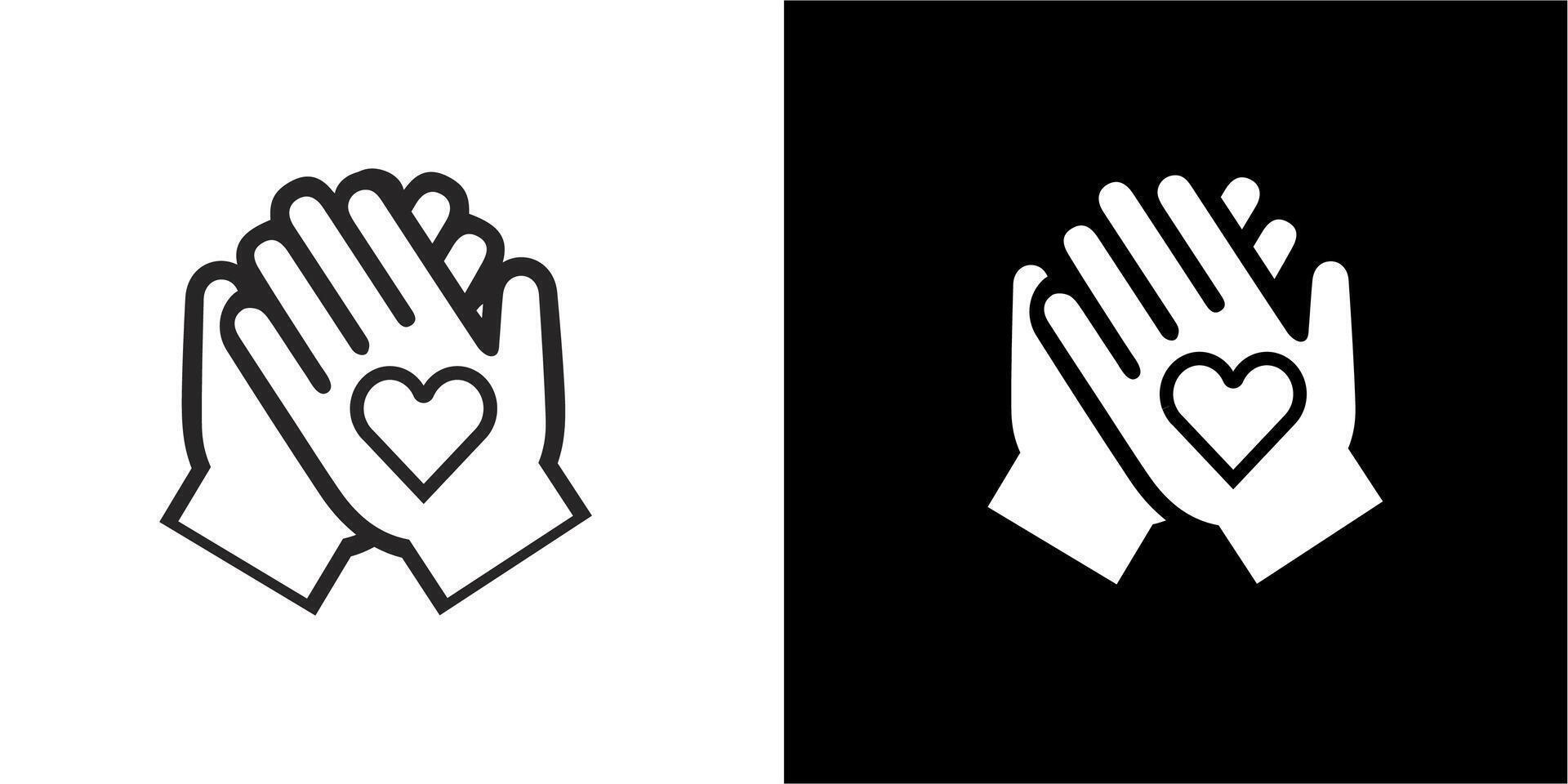 praying hands icon with heart illustration vector