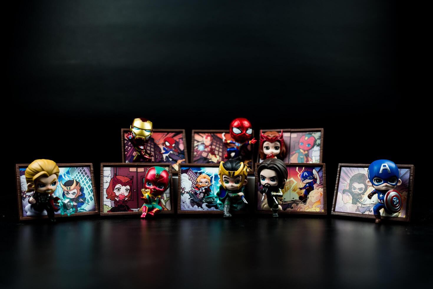 Bangkok, Thailand - November 26 2024 Frame Series Figures from Pop Mart shop. Marvel x Pop Mart photo