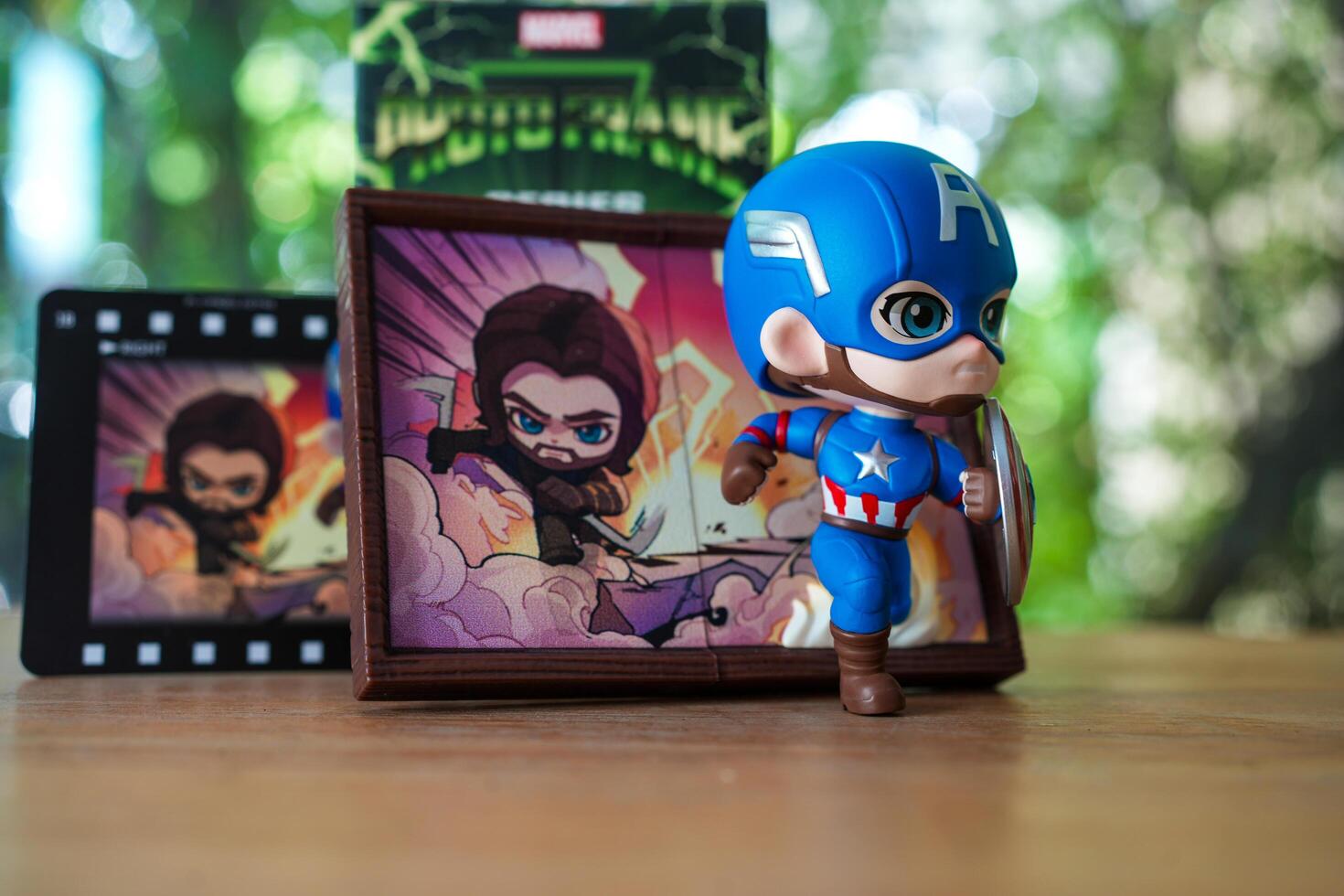 Bangkok, Thailand - November 23, 2024 Captain America, Frame Series Figures from Pop Mart shop. photo