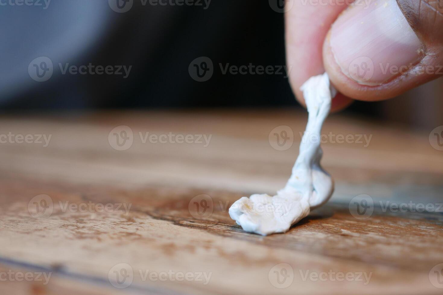 effectively removing chewing gum, with closeup view focus photo
