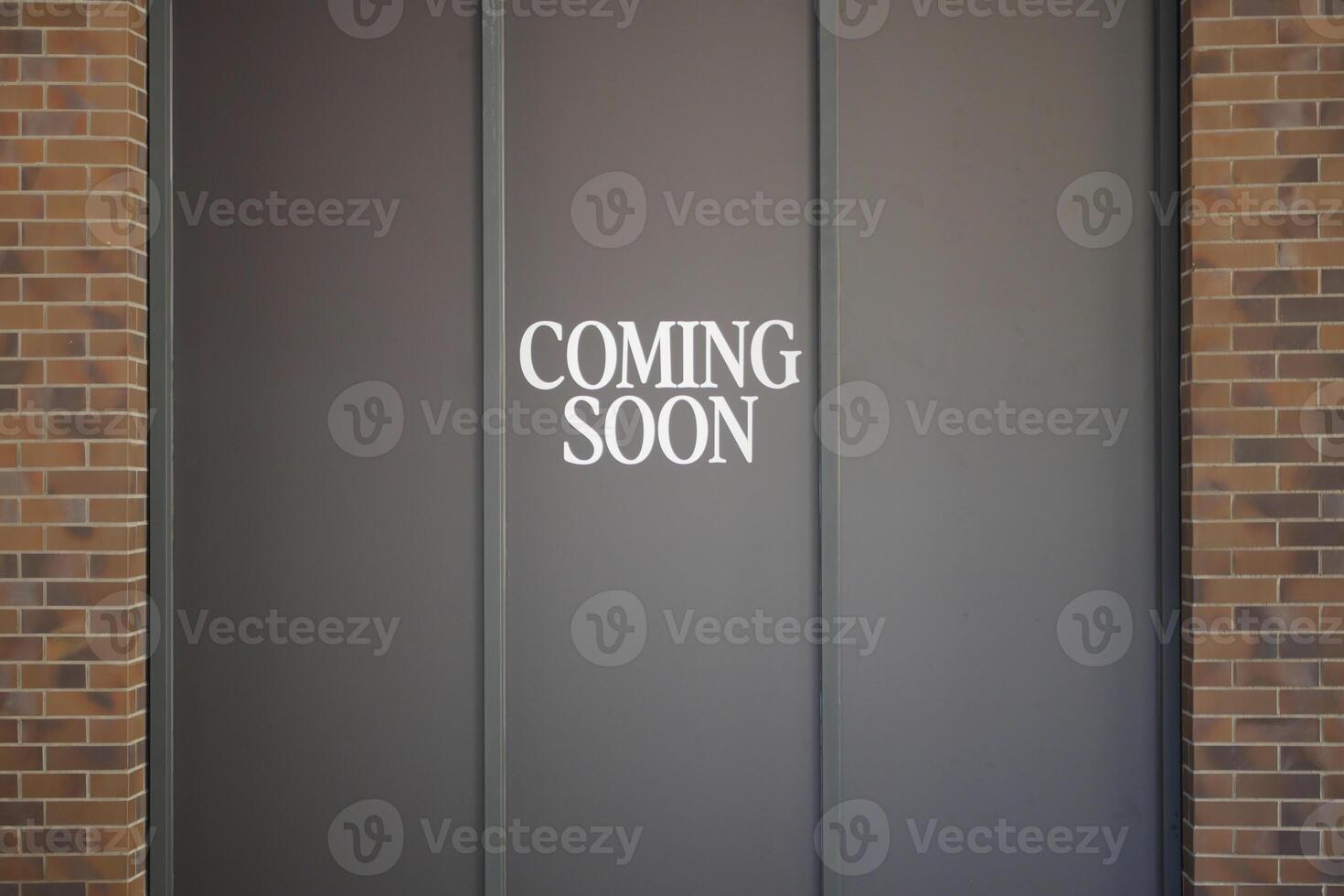 Highquality Coming Soon Sign Announcement on Dark Background for an Upcoming Event photo