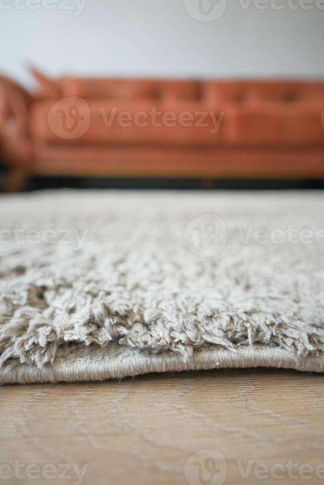 carpet texture background on wooden floor with copy space photo
