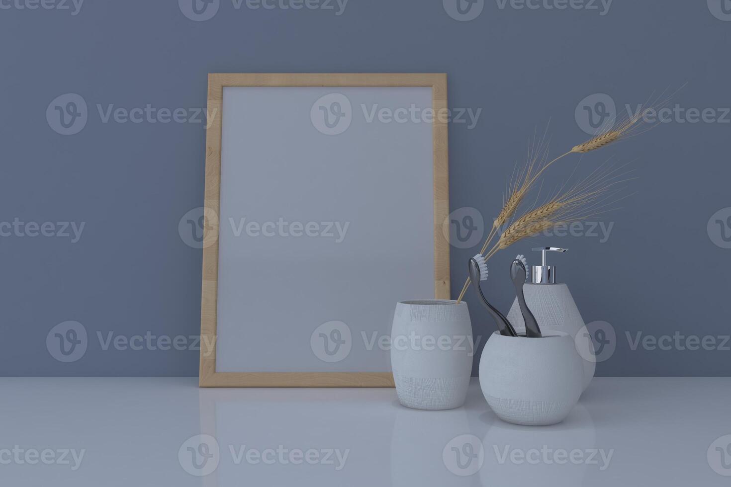 Interior Frame mockup with decor plant 3d Rendering 03 photo