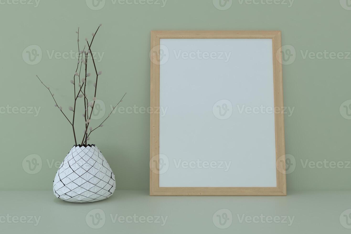 Interior Frame mockup with decor plant 3d Rendering 08 photo
